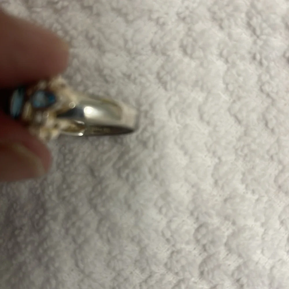Sterling Silver Blue Topaz White Stone Accent NWOT